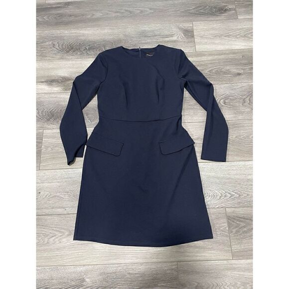 Donna Morgan Womens 4 Long Sleeve Sheath Dress with Flap Pockets - Picture 3 of 7